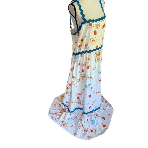 Cece Womens Sleeveless Linen Blend Tiered Maxi Sundress Nautical Beach Size XL - Picture 8 of 13